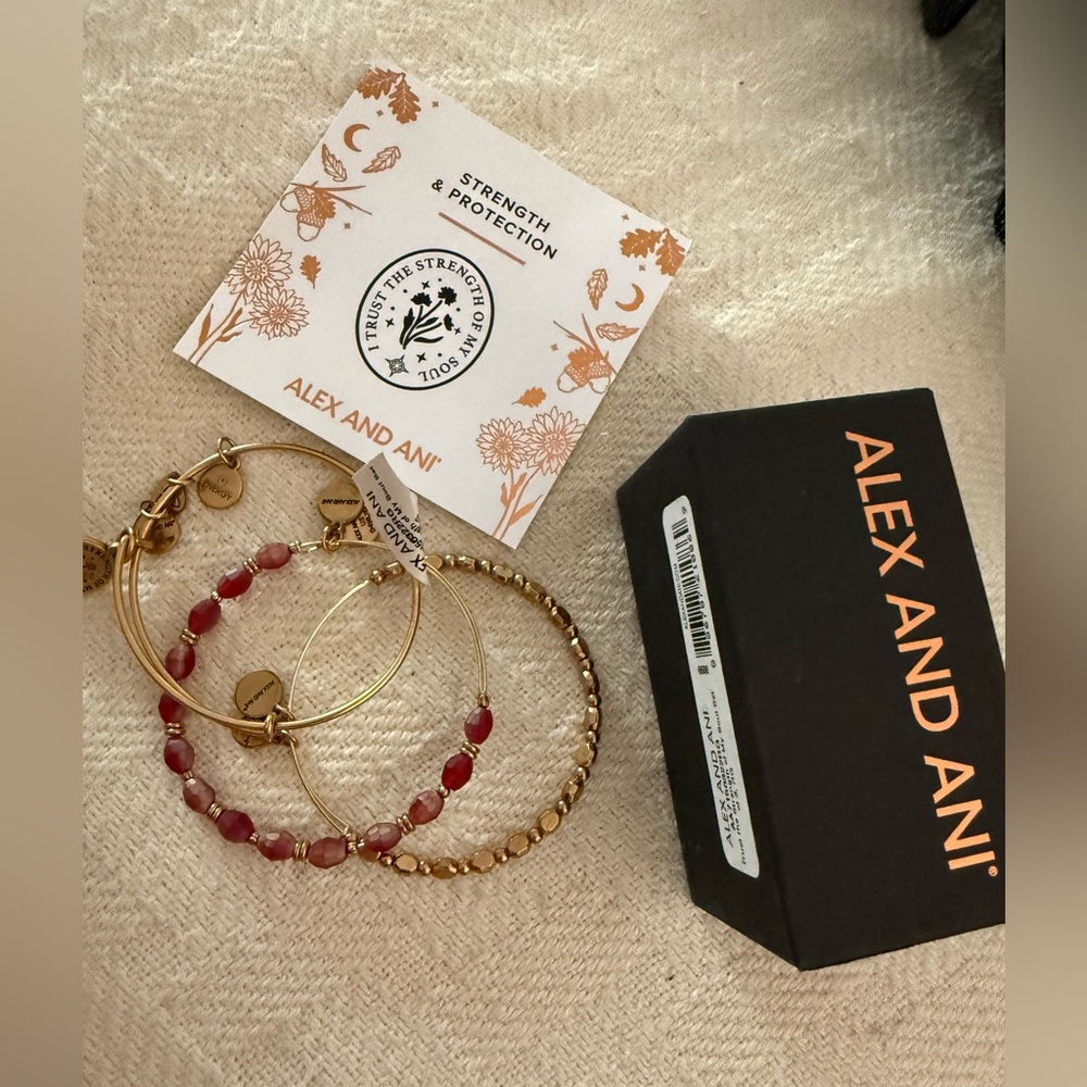 Alex and Ani Gold and Red Women's Bracelet Set